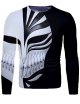 Men's 3D Graphic T-Shirt Print Long Sleeve Daily Tops Round Neck Black/White