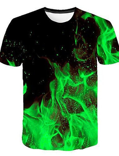 Men's 3D Graphic T-Shirt Print Short Sleeve Daily Slim Tops Round Neck Green