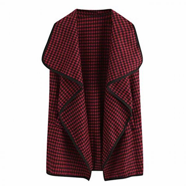 Waterfall Collar Cardigan Women Open Front Wrap Draped Jacket Pockets Vest