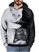 Men's Activewear Set Color Block Animal Hooded Daily Basic Hoodies Sweatshirts Black