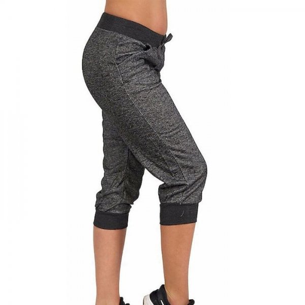 Women's Classic Style Casual / Sporty Comfort Casual Leisure Sports Chinos Pants Plain Calf-Length Drawstring Pocket Black Gray