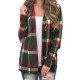 Cardigans For Women Plaid Long Sleeve Pullover Blouse Open Front Jacket Coat Outerwear Green