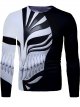 Men's 3D Graphic T-Shirt Print Long Sleeve Daily Tops Round Neck Black/White