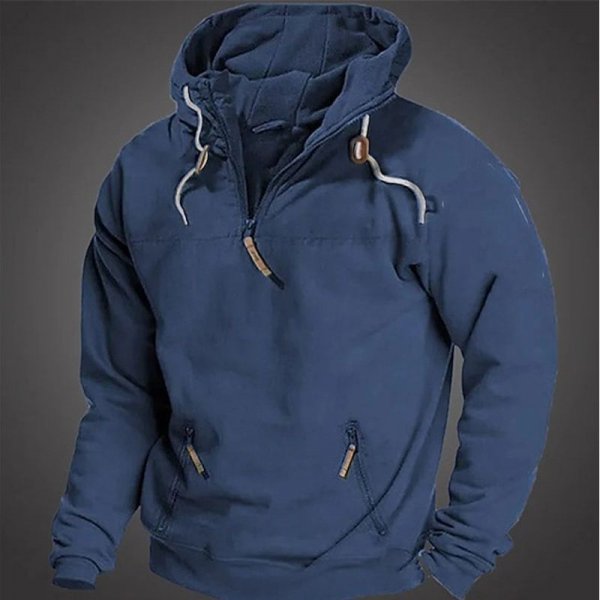 Hooded solid color men's jacket